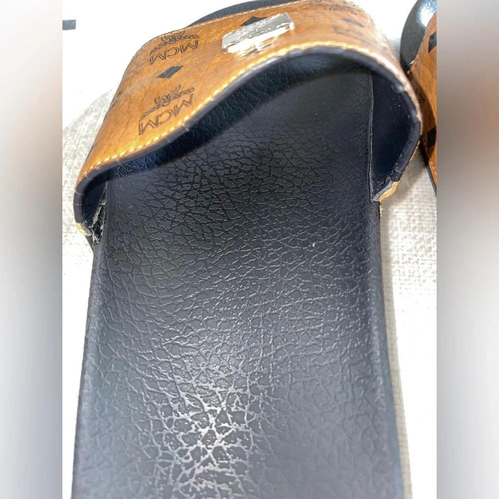 MCM Black and Brown Slide Sandals - Picture 10 of 16